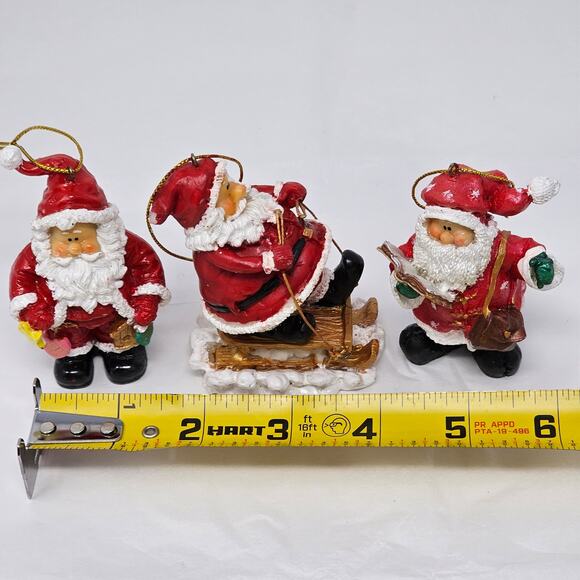 Vintage Christmas Ornaments Santa Claus Hand Painted Set of Three - Picture 9 of 9